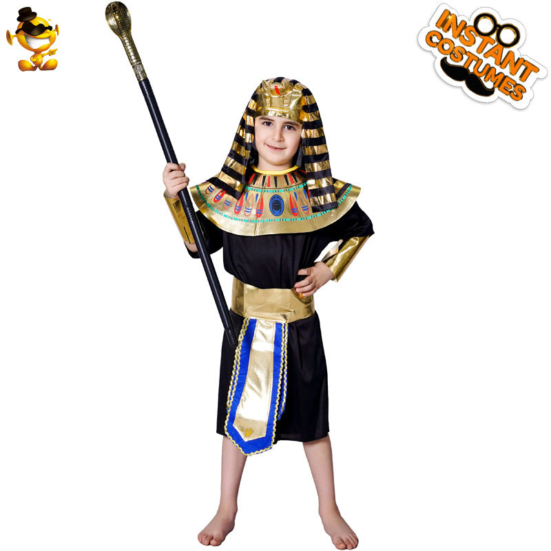 Egyptian Pharaoh Costume for Kids Halloween Party King Prince Cosplay Robe