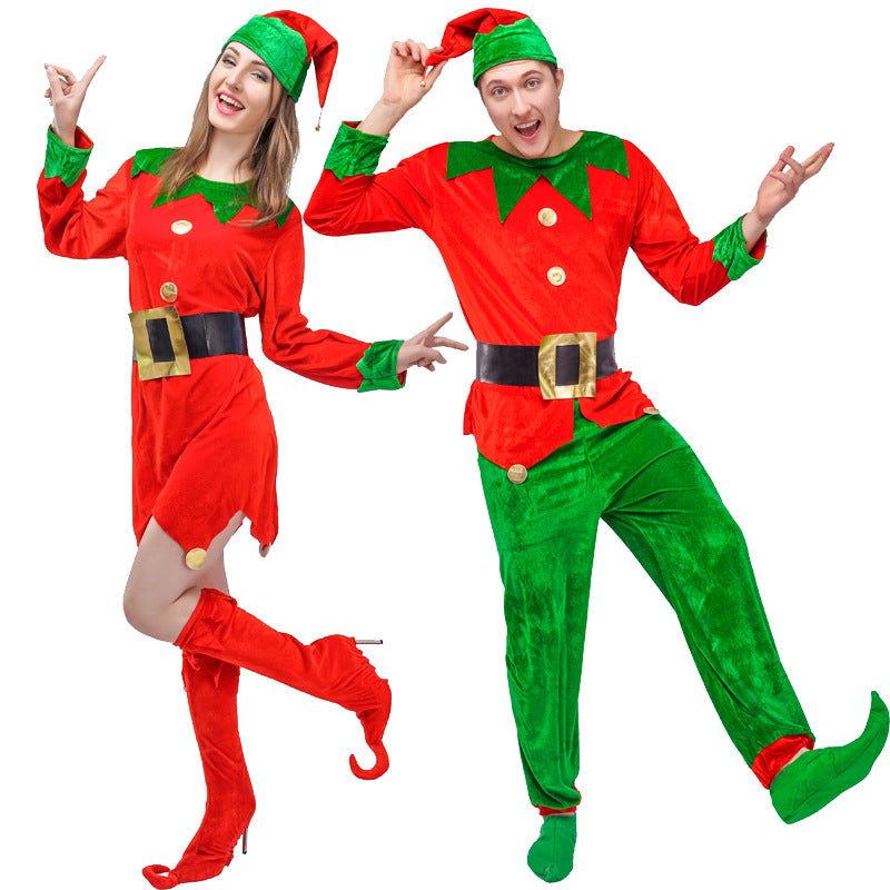 Conjunto de disfraz navideño para hombres y mujeres, parejas, juego de rol, cosplay, traje de fiesta de Halloween