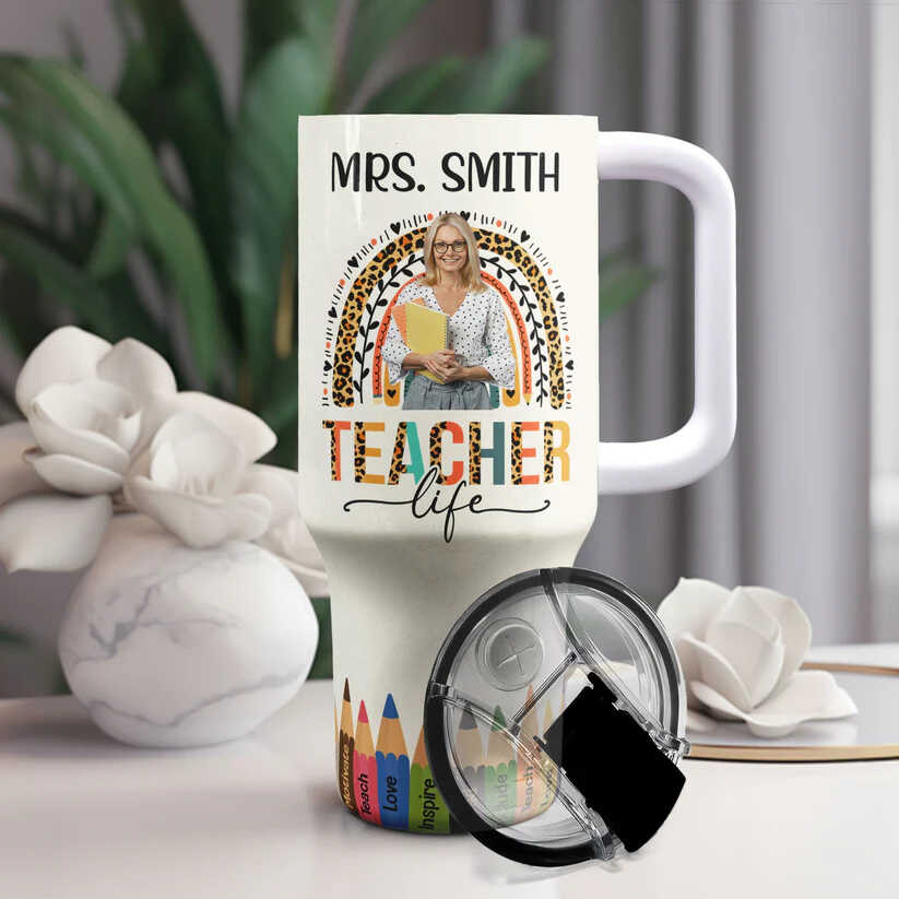 Custom Cup Personalized Photo 40oz Tumbler With Straw img 3