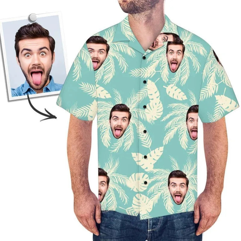 Custom Face Photo Shirt Men Hawaiian Shirt Memorial Gifts img 2
