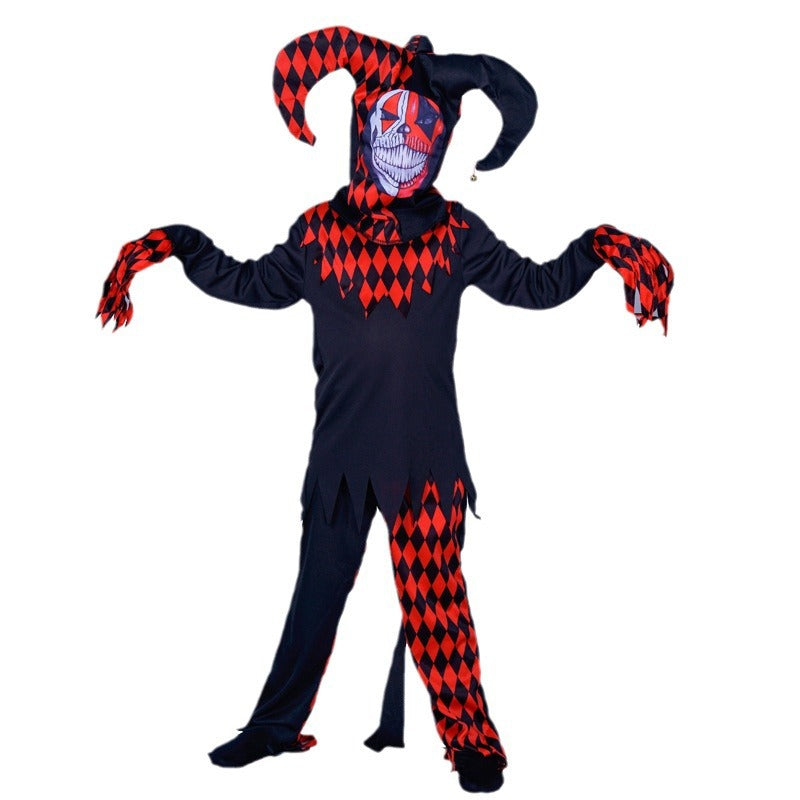evil clown costume for kids halloween cosplay scary realistic stage role play outfit