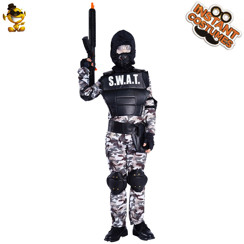 Disfraz de las fuerzas especiales del ejército para niños, disfraz de Halloween para niños, traje de cosplay de SWAT