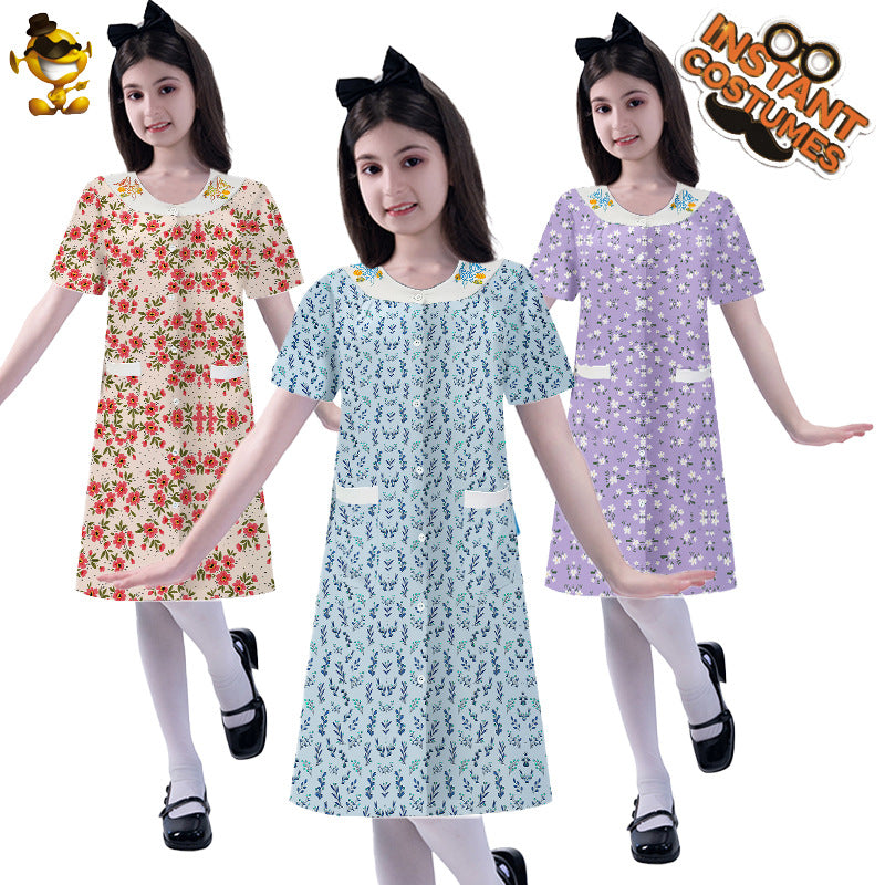 Halloween cosplay costume floral dress for kids and adults stage performance party outfit