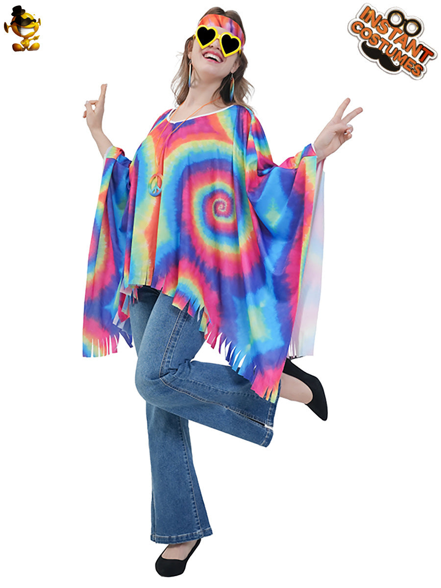 Hippie Cape for Women Vintage Halloween Costume Cosplay Party Outfit