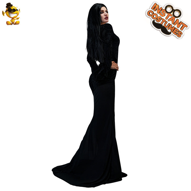 dark queen long dress halloween cosplay costume for party stage performance