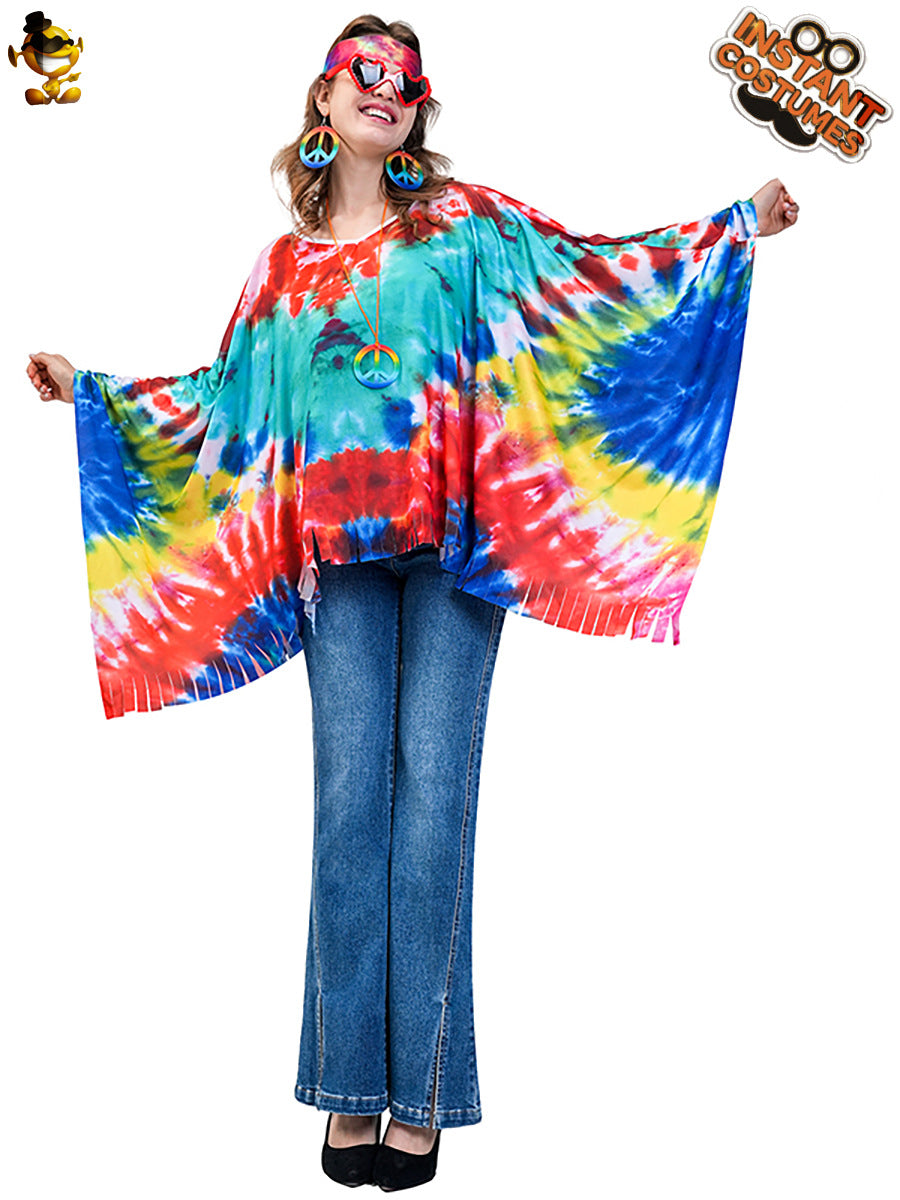 Hippie Cape for Women Vintage Halloween Costume Cosplay Party Outfit