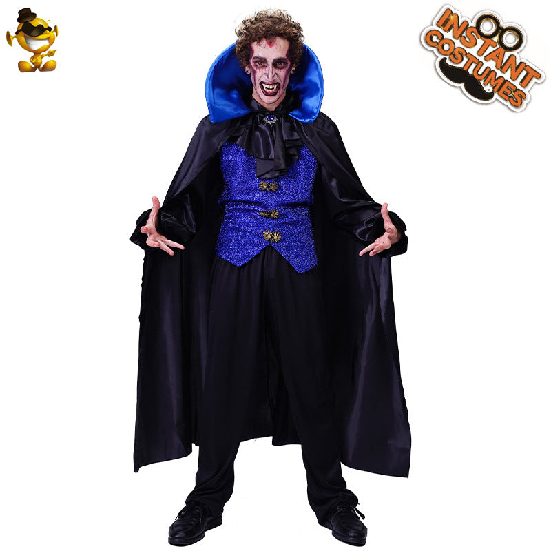Costume de vampire d'Halloween pour homme, tenue de cosplay gothique effrayante pour les fêtes