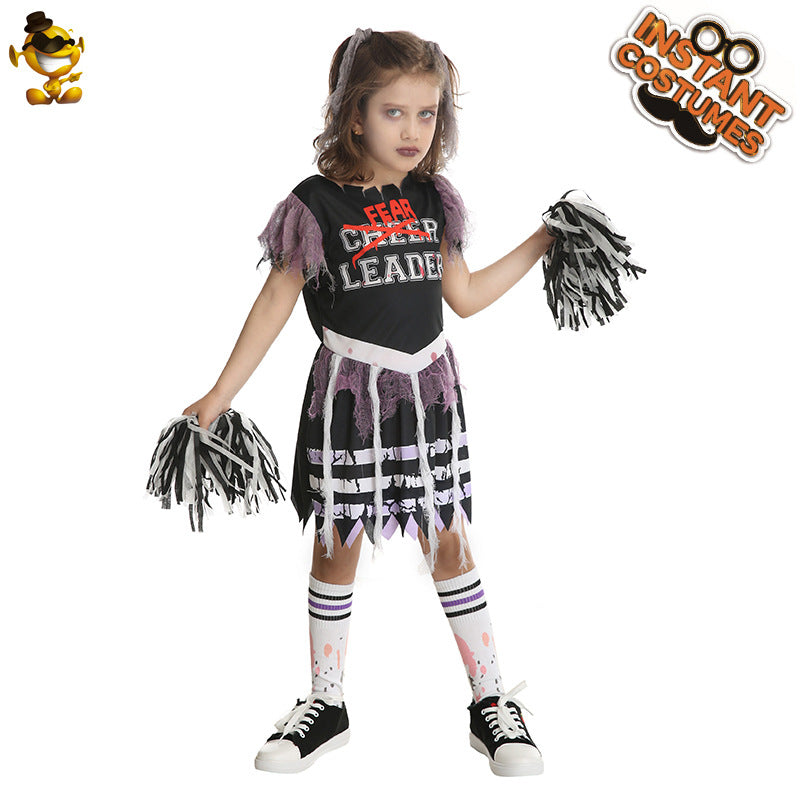 Vestido de animadora zombi para niñas, disfraz de Halloween, cosplay, fiesta, atuendo de actuación