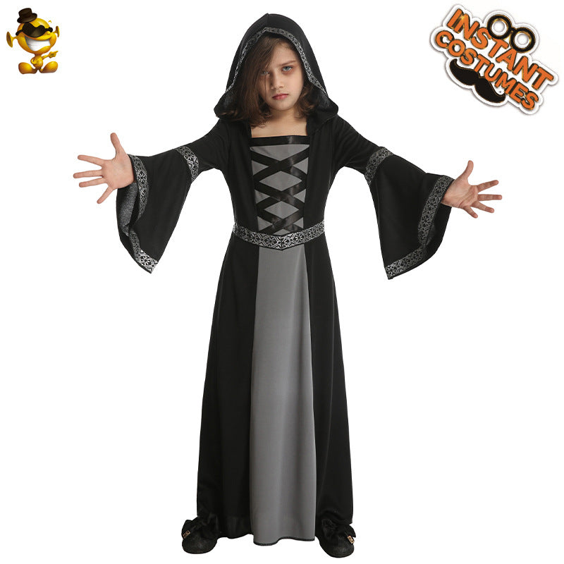 Disfraz de bruja para niños, disfraz de Halloween, cosplay, juego de rol, actuación en el escenario