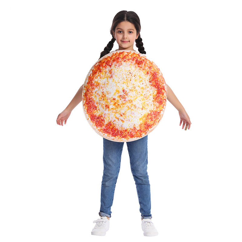 Halloween pizza costume for kids and adults, funny food cosplay outfit for family and parties