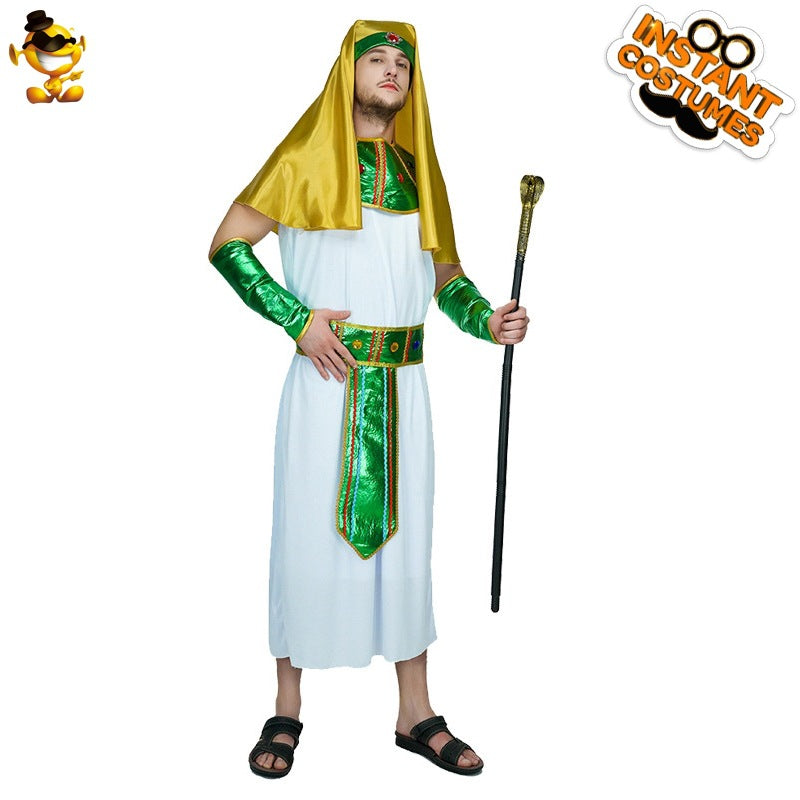Disfraz de faraón egipcio para adultos, vestido de Cleopatra, disfraz de pareja para Halloween.