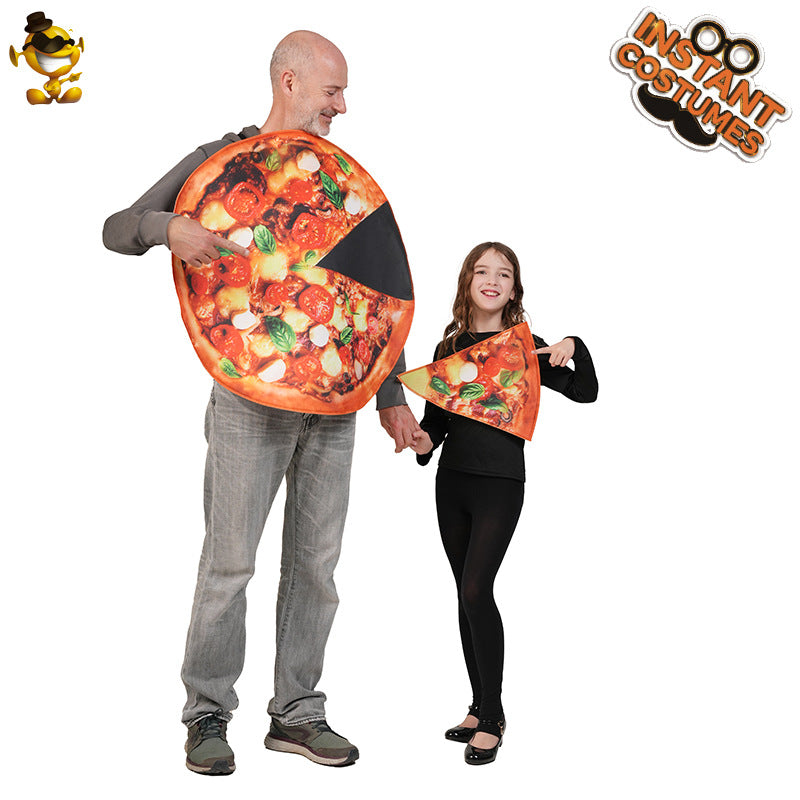 Disfraz de pizza de Halloween para padre e hijo, disfraz de cosplay para fiesta de actuación en el escenario.
