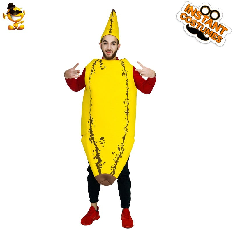 Halloween banana costume for adults and kids, funny cosplay fruit outfit, family matching couples costume for carnival and performance
