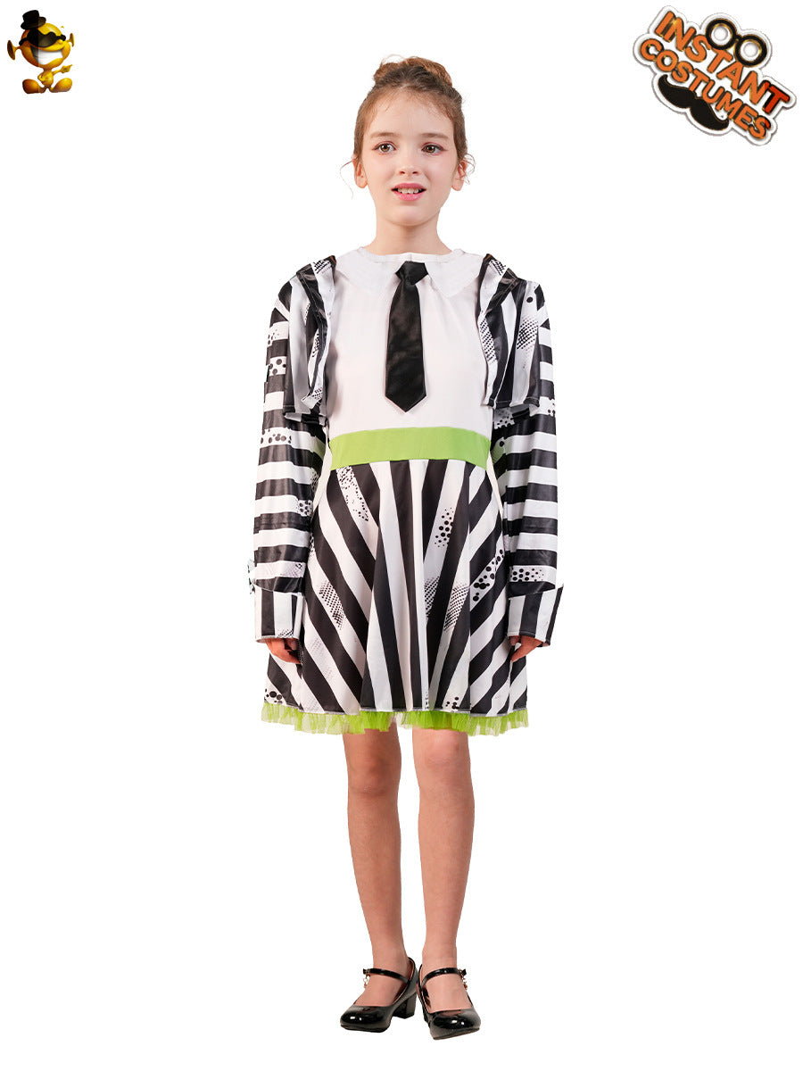 Halloween clown costume for adults and kids striped cosplay stage performance outfit