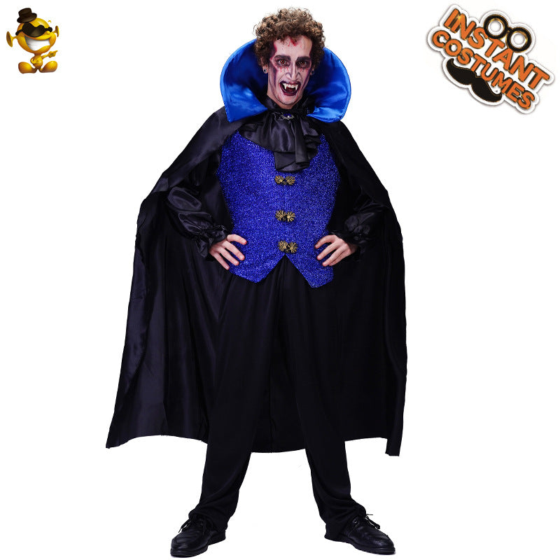 Costume de vampire d'Halloween pour homme, tenue de cosplay gothique effrayante pour les fêtes
