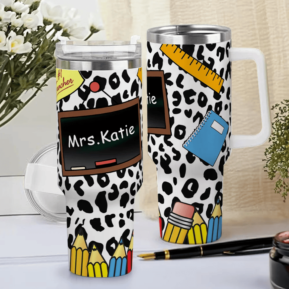 Custom Name 40oz Tumbler Cup with Straw Stainless Steel Mug img 0