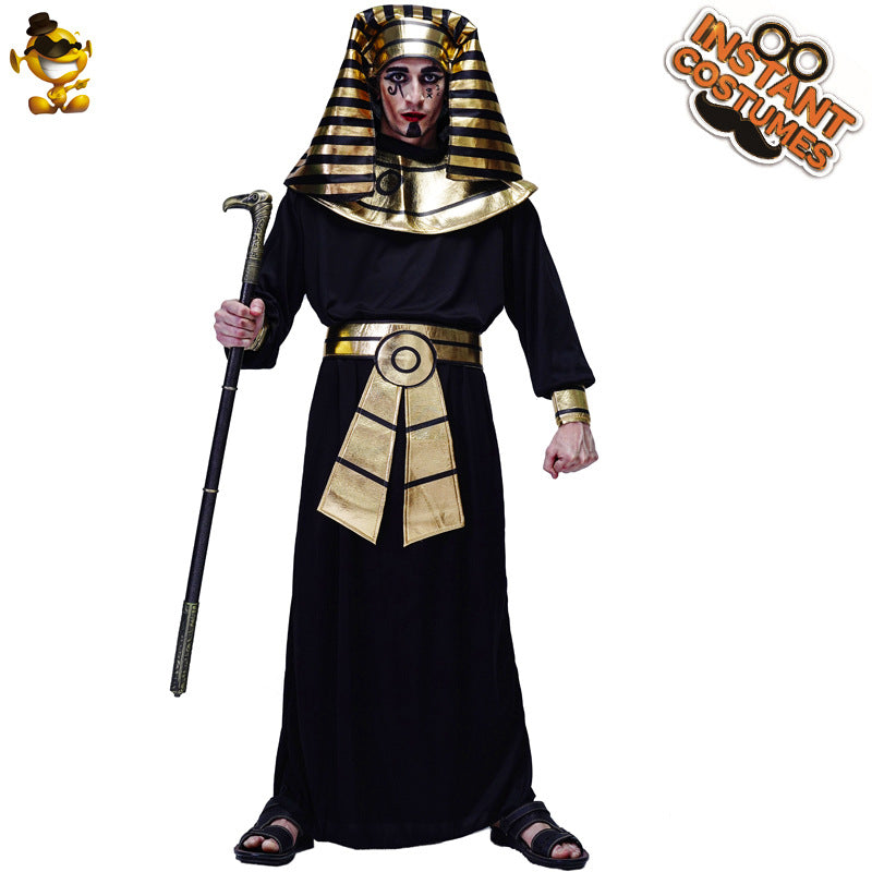 Egyptian Pharaoh Costume for Men Halloween Party King of Egypt Stage Performance Cosplay Outfit