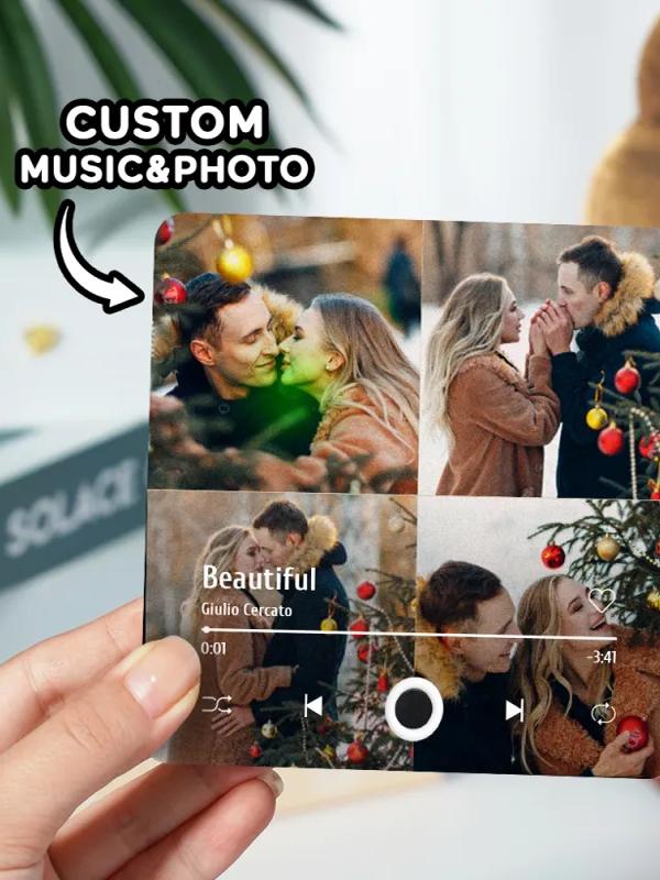 Personalized 4 photo music fridge magnets img 0