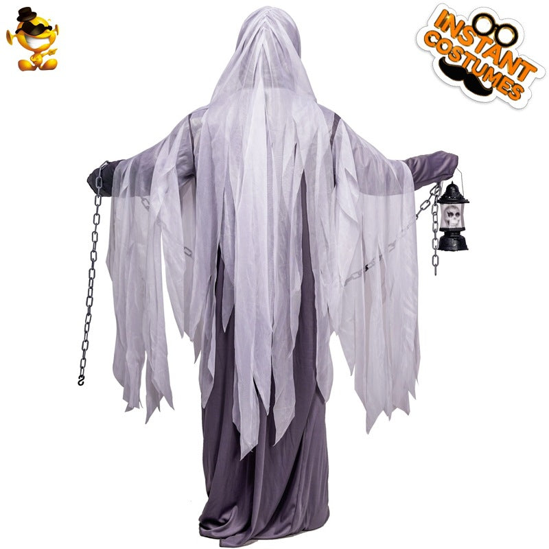 Disfraz de fantasma de Halloween para hombre, disfraz de cosplay para escenario, sin rostro, linterna espiritual