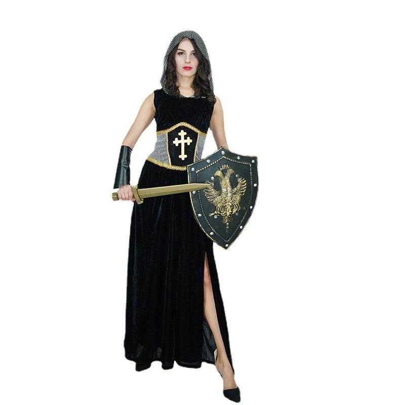 Women's Joan of Arc Costume for Halloween Cosplay Medieval Crusader Outfit Stage Performance