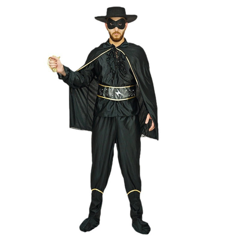 Adult Zorro Costume for Men Halloween Cosplay Party Stage Performance Outfit