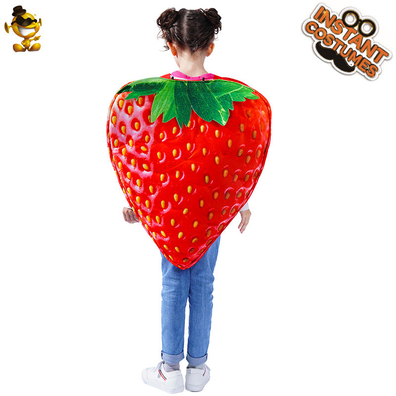 girl cute strawberry costume children performance outfit reversible strawberry dress funny party costume halloween cosplay