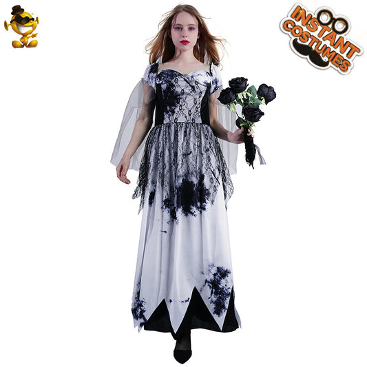 zombie bride costume for women halloween cosplay party gothic wedding dress