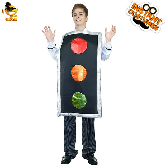 Costume d'Halloween pour adultes, tenue de cosplay amusante avec feu de circulation pour représentation sur scène