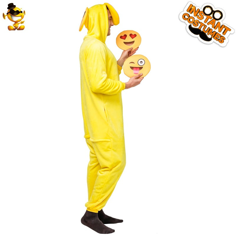 Funny smile face adult onesie pajamas Halloween cosplay costume party outfit