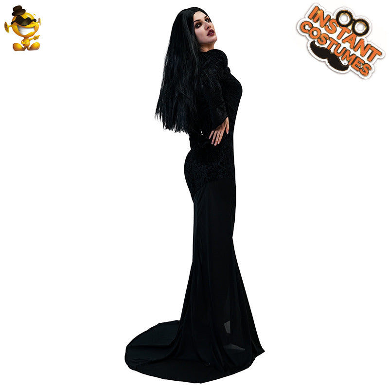 dark queen long dress halloween cosplay costume for party stage performance
