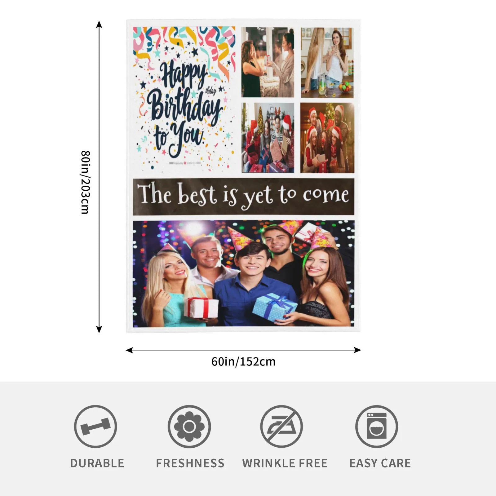 Happy Birthday the Best Is yet to Come Custom Photo Blanket img 2