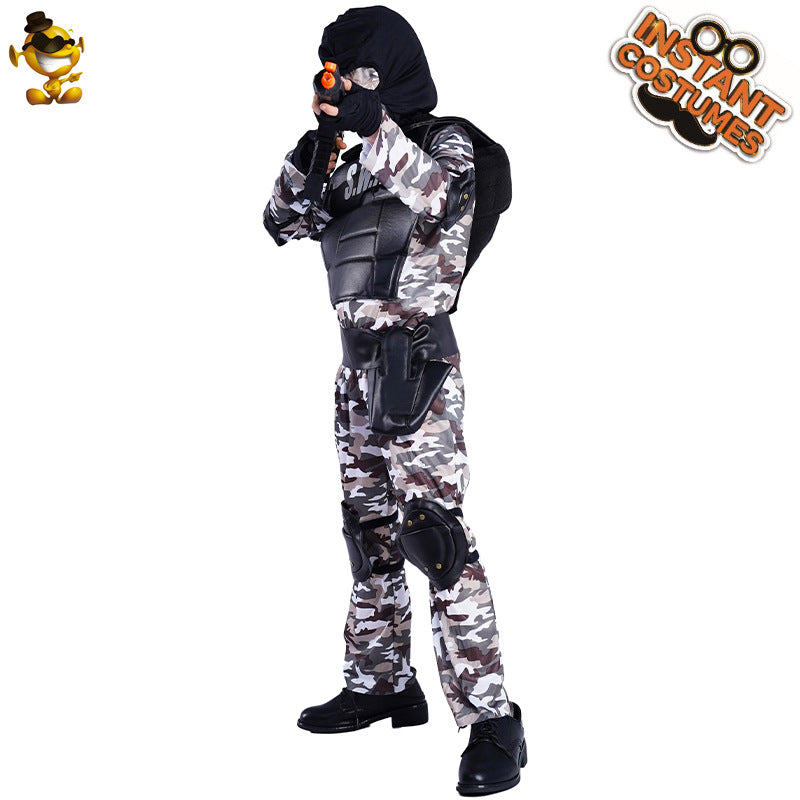 Disfraz de las fuerzas especiales del ejército para niños, disfraz de Halloween para niños, traje de cosplay de SWAT