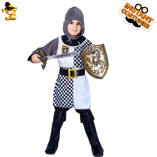 Costume de chevalier médiéval pour garçon, tenue de cosplay de croisé européen pour Halloween
