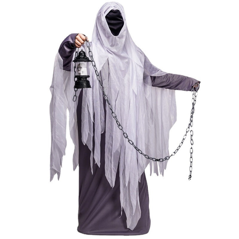 Disfraz de fantasma de Halloween para hombre, disfraz de cosplay para escenario, sin rostro, linterna espiritual