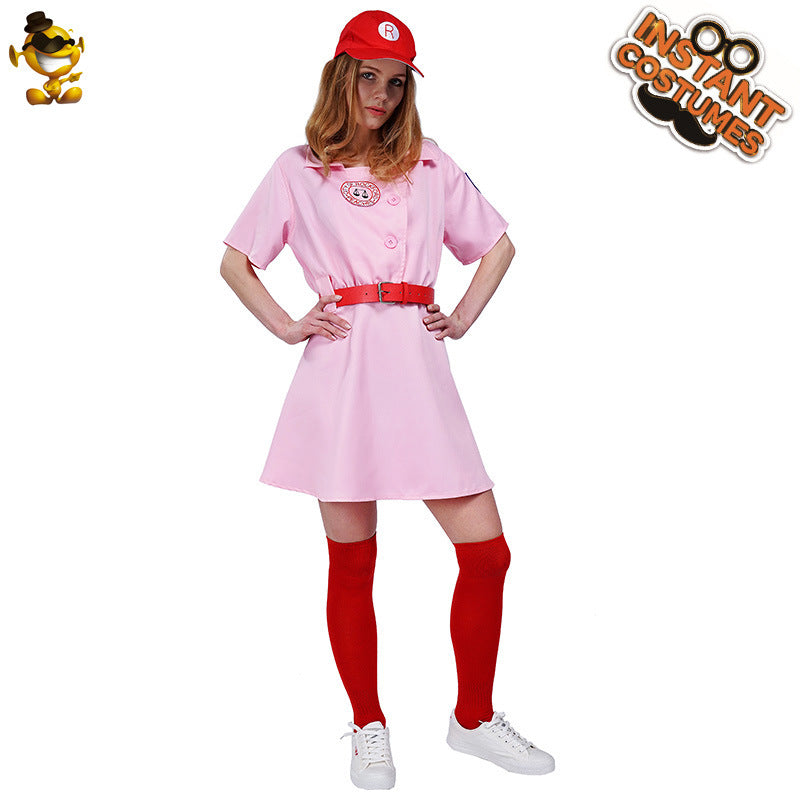 Ensemble veste de baseball rose pour femme, vêtements de sport décontractés, costume de cosplay pour Halloween et fêtes