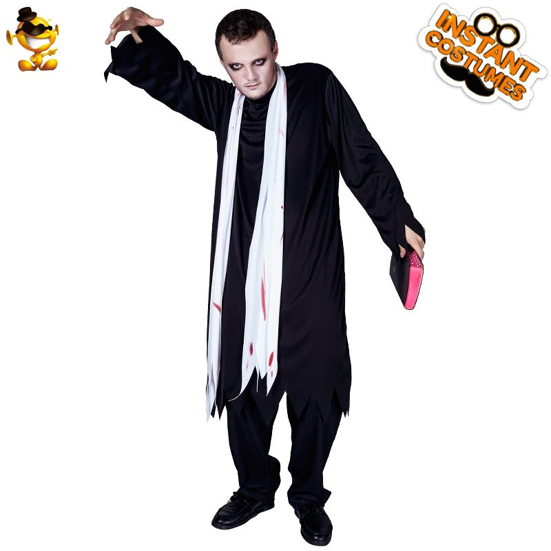 Halloween costume scary bloody zombie robe scarf set cosplay party outfit