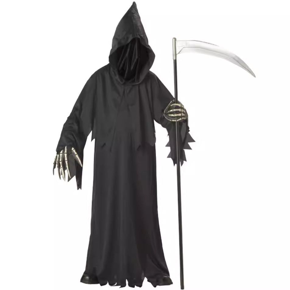 boys grim reaper halloween costume with scythe cosplay outfit for kids
