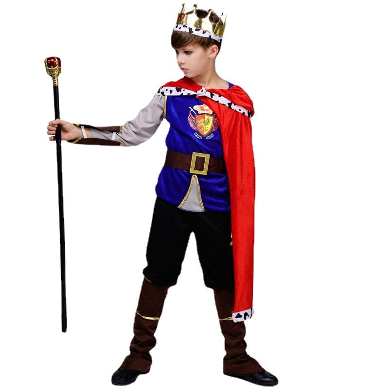 Disfraz de rey infantil para Halloween, cosplay, actuación en el escenario, juego de rol.
