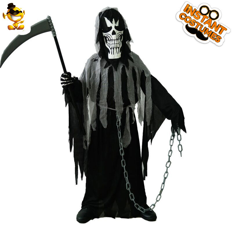 Disfraz de la Parca Oscura para niño, disfraz de Halloween, disfraz de fantasma para juego de rol.