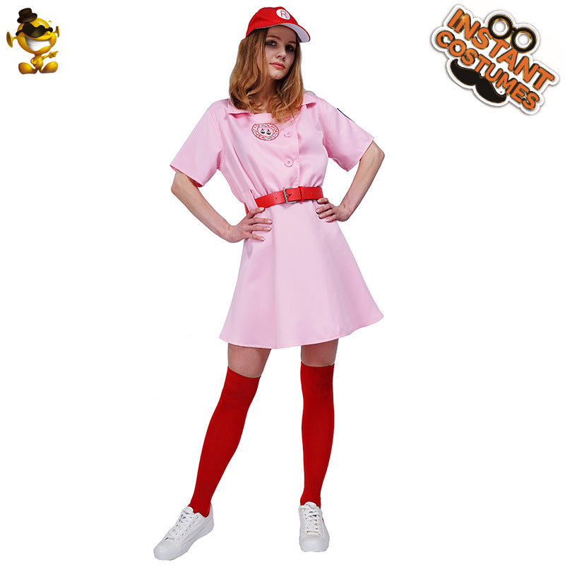 Ensemble veste de baseball rose pour femme, vêtements de sport décontractés, costume de cosplay pour Halloween et fêtes