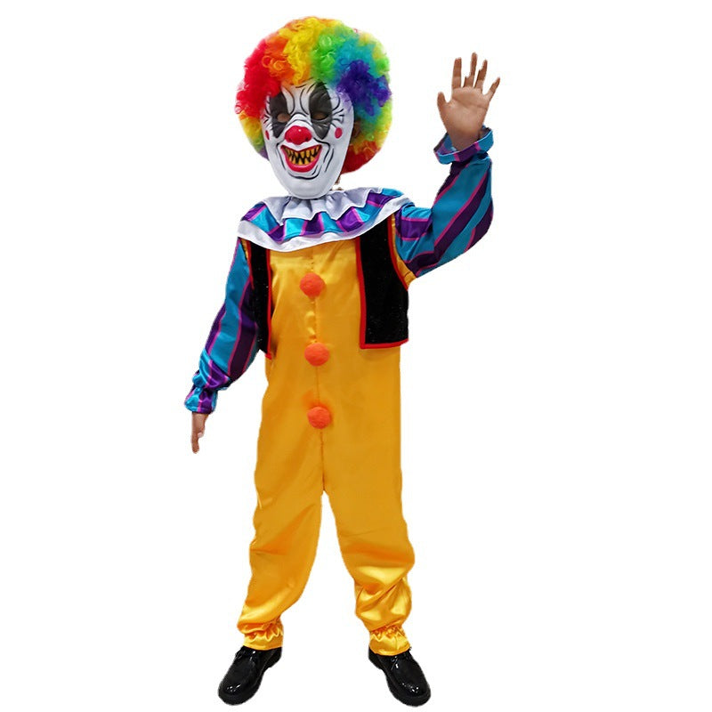 Halloween scary demon clown costume for boys kids cosplay party roleplay