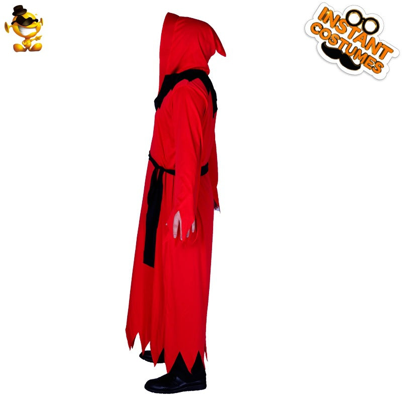 Red Devil Costume for Men Halloween Party Cosplay Robe Stage Performance Outfit