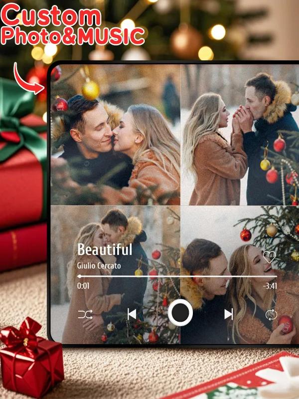 Personalized 4 photo music fridge magnets img 1