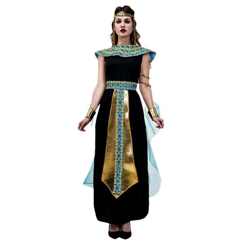 Disfraz de reina egipcia para mujer, ideal para Halloween, cosplay, fiestas y actuaciones escénicas.