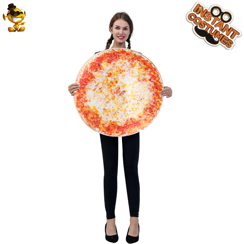 Halloween pizza costume for kids and adults, funny food cosplay outfit for family and parties