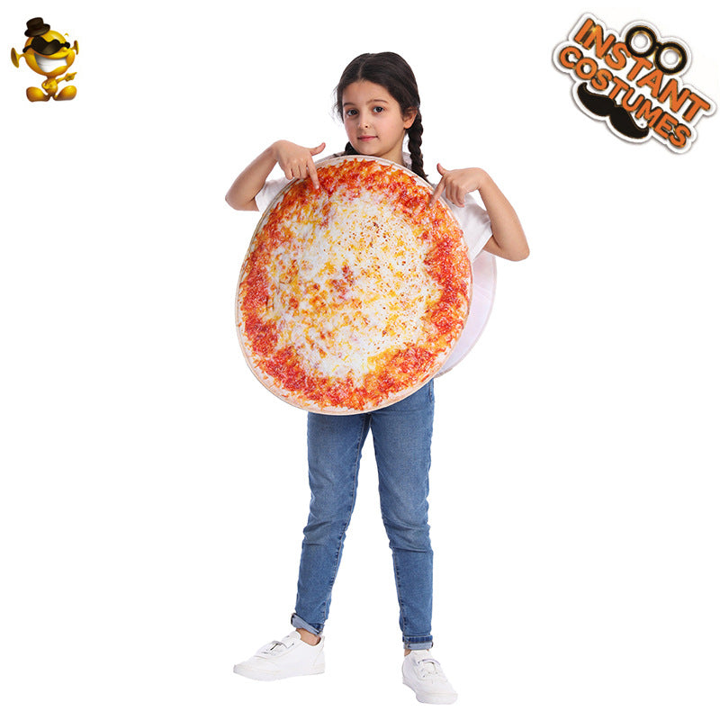 Halloween pizza costume for kids and adults, funny food cosplay outfit for family and parties