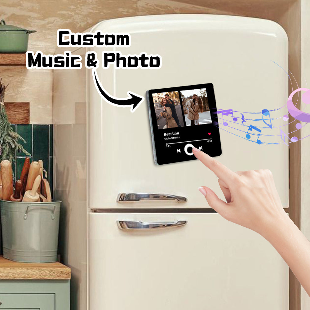 Custom Music Fridge Magnet With 2 Photo for Couple img 2