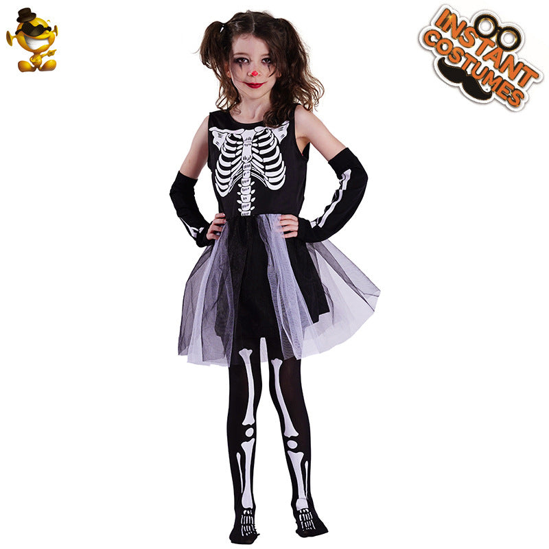 Halloween skeleton dress for girls cosplay costume party stage performance