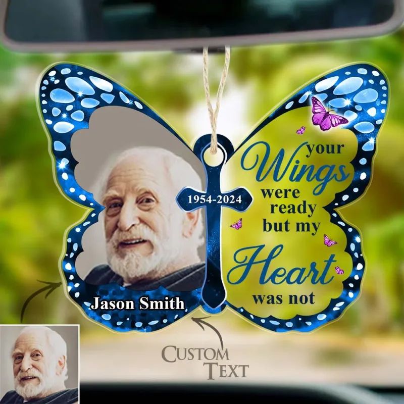 Custom Photo Car Hanging Ornament Your Wings Were Ready img 3