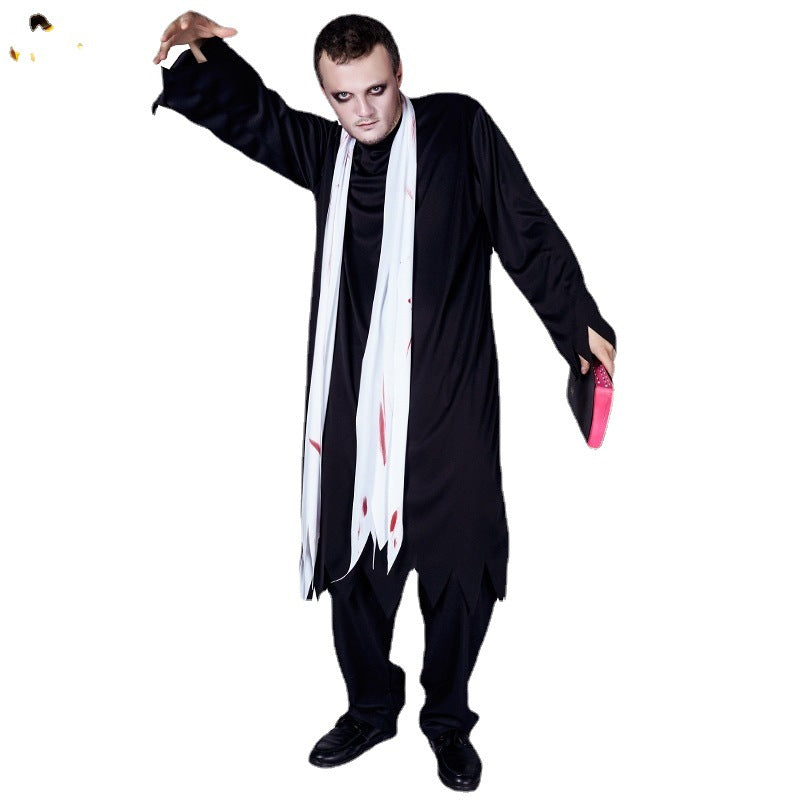 Halloween costume scary bloody zombie robe scarf set cosplay party outfit
